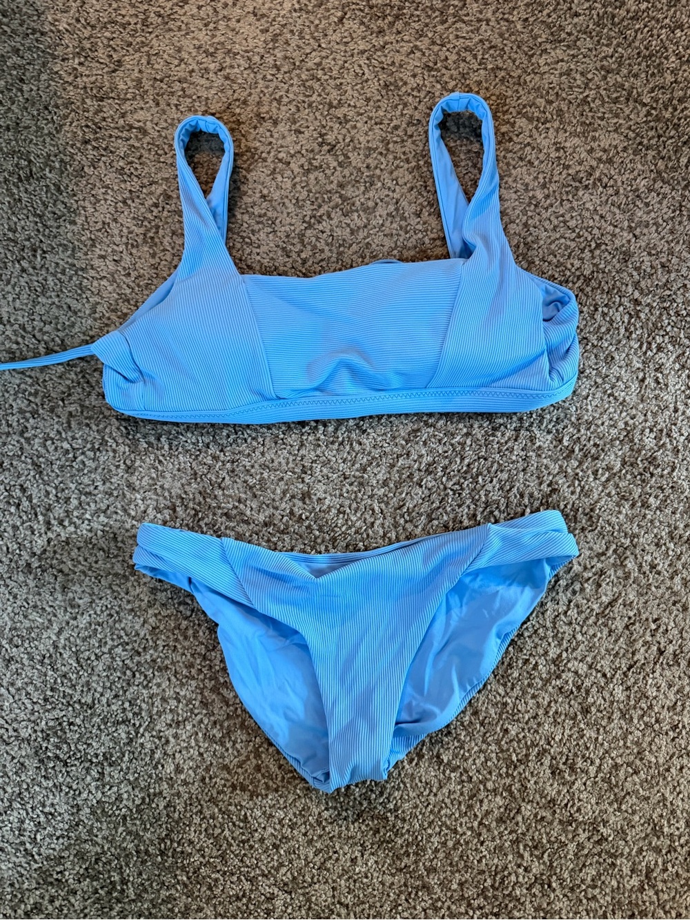 BECCA Blue Ribbed Two-Piece Bathing Suit